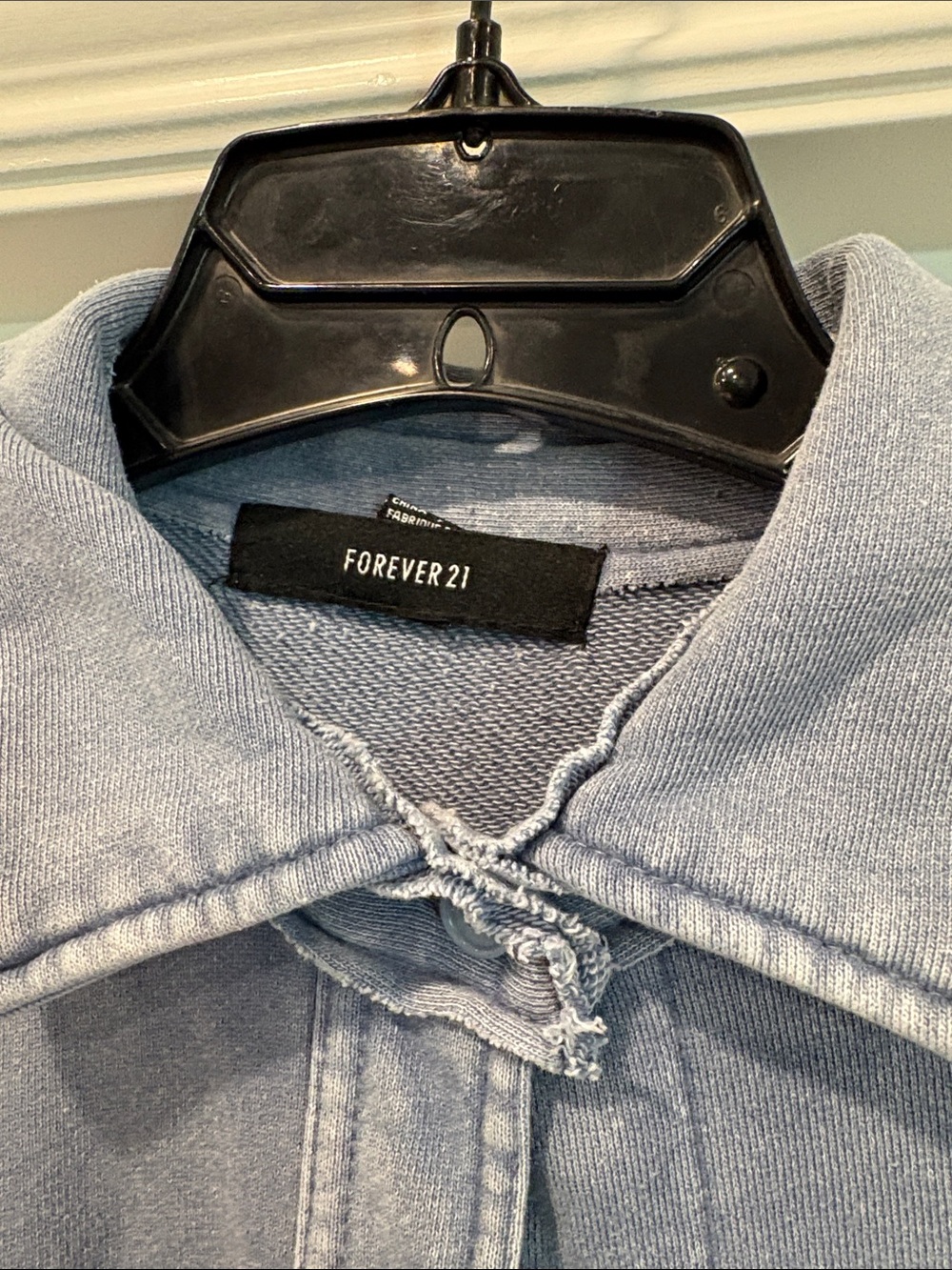 Forever 21 Washed Light Blue Distressed Denim Jacket